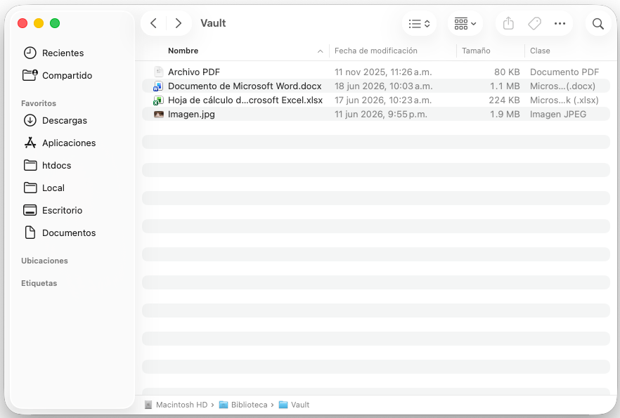 Captura de pantalla explorador de Mac